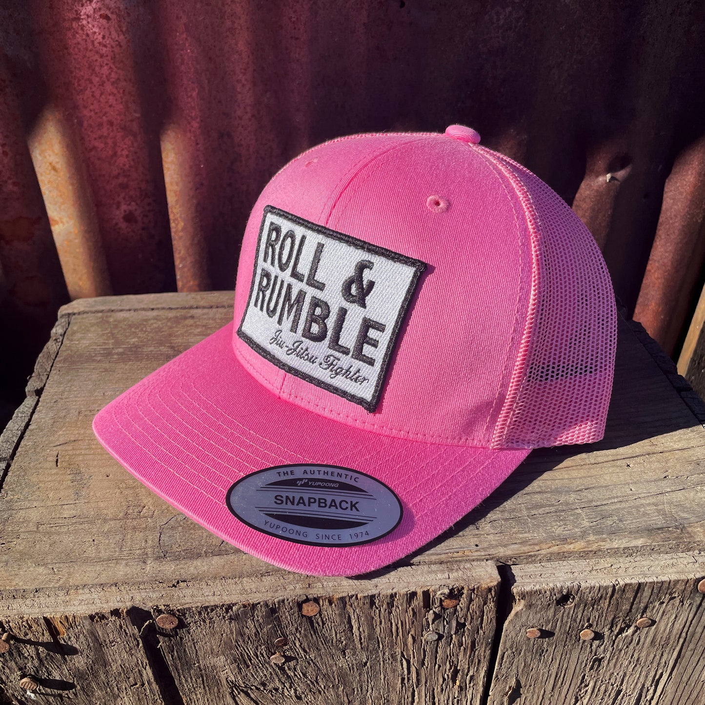 ROLL & RUMBLE Jiu-Jitsu Fighter Hat (pink on pink with black & white patch) by ROLL & RUMBLE Fight Co.