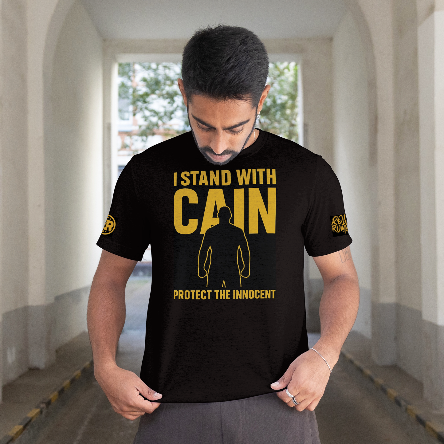 "I STAND WITH CAIN - Protect the Innocent" Premium T-Shirt by ROLL & RUMBLE Fight Co.