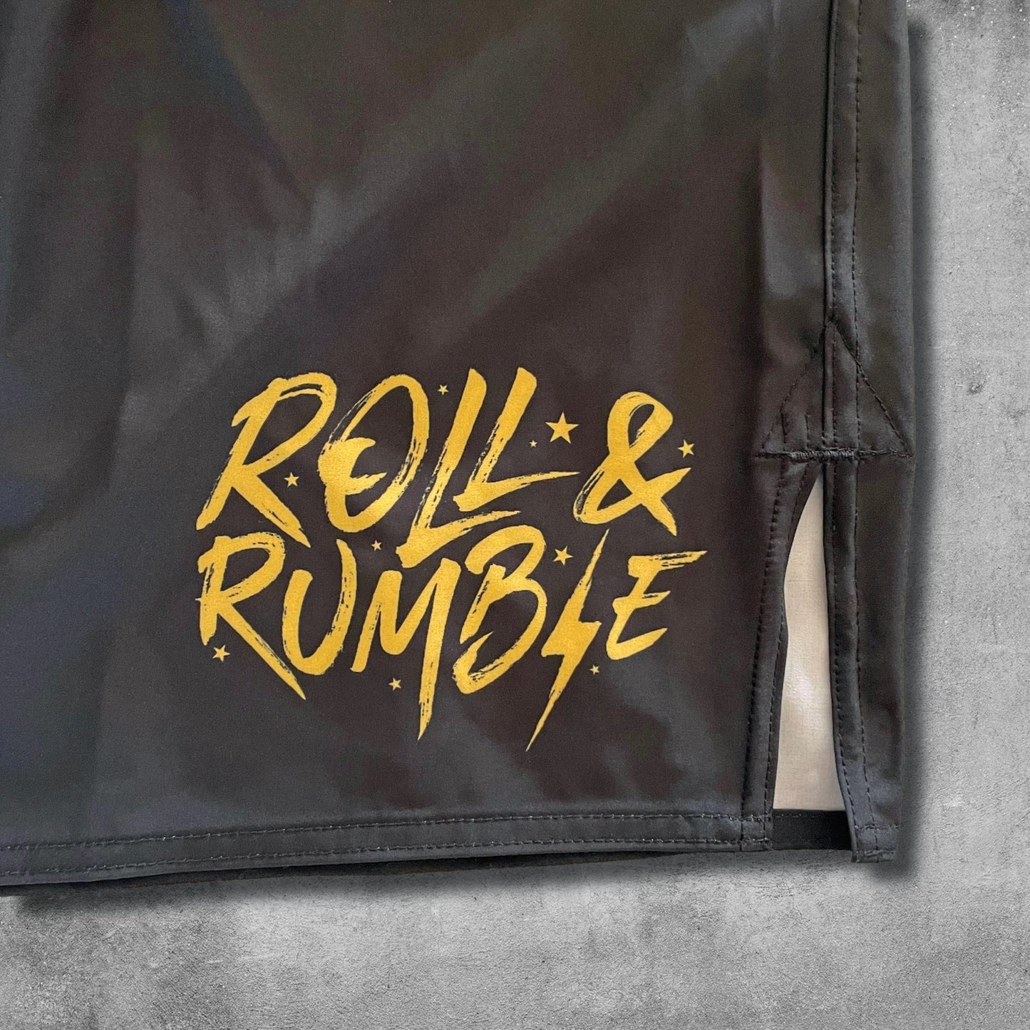 ROLL & RUMBLE Fight Co. Jiu Jitsu Grappling Shorts. Durable fabric will last for many rolls. 