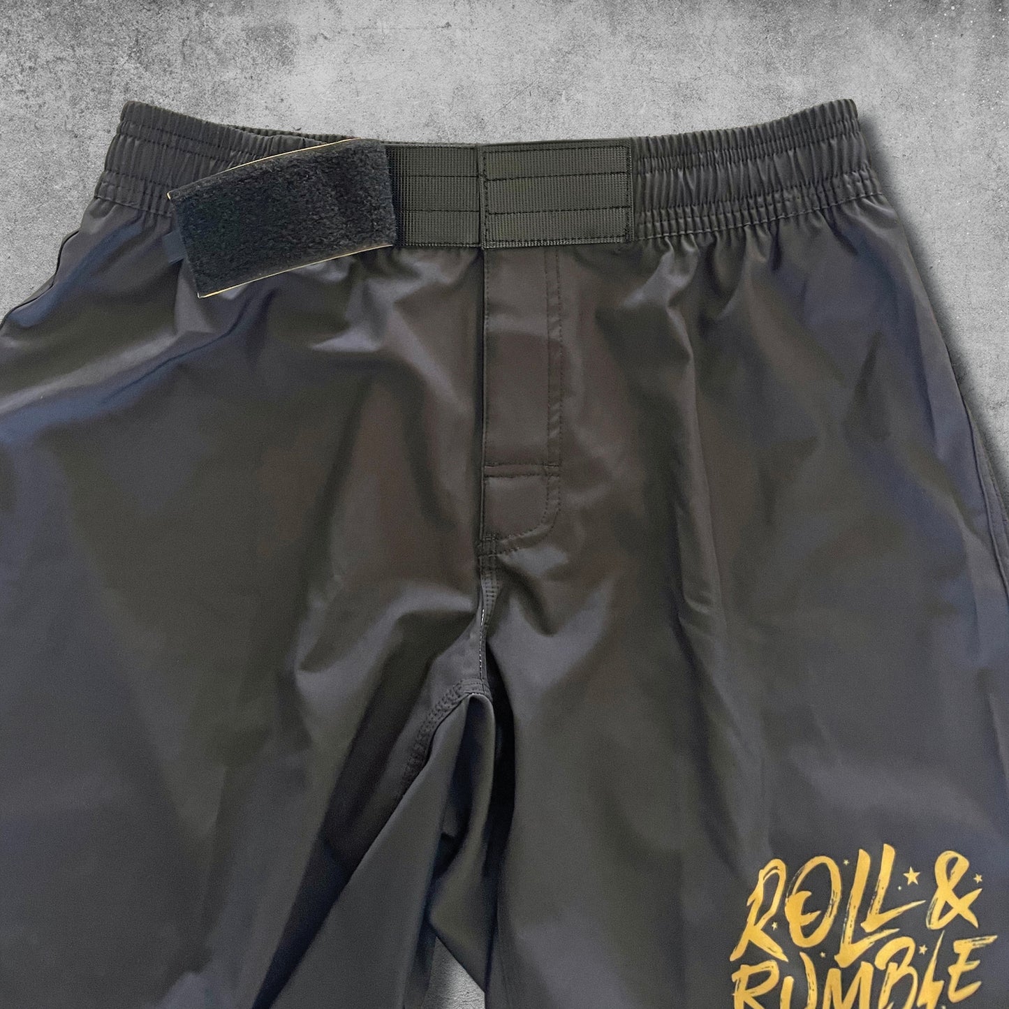 ROLL & RUMBLE Fight Co. Jiu Jitsu Grappling Shorts. Quality Jiu Jitsu Shorts for BJJ. Velcro and elastic waist for perfect fit.